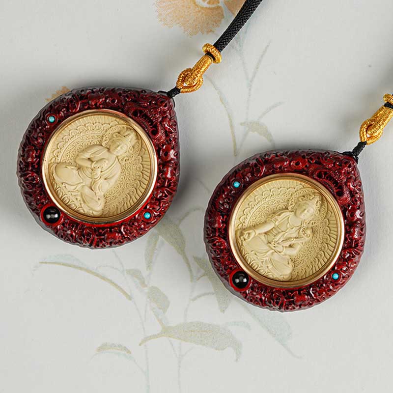 Chinese Zodiac Necklace with Avalokitesvara and Red Sandalwood Pendant - Image 21