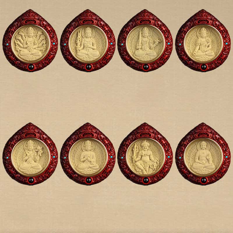 Chinese Zodiac Necklace with Avalokitesvara and Red Sandalwood Pendant - Image 22
