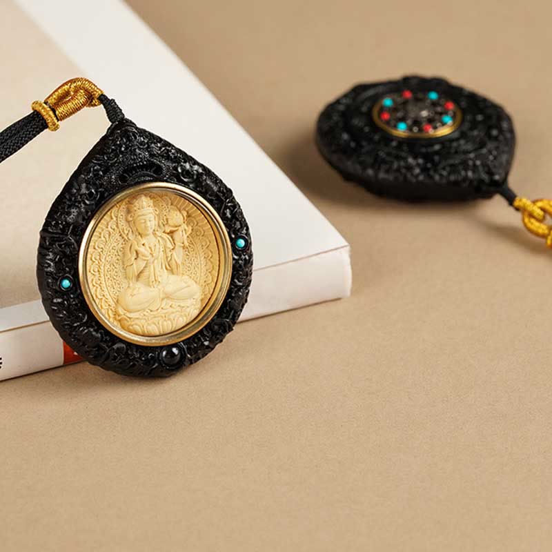 Chinese Zodiac Necklace with Avalokitesvara and Red Sandalwood Pendant - Image 24