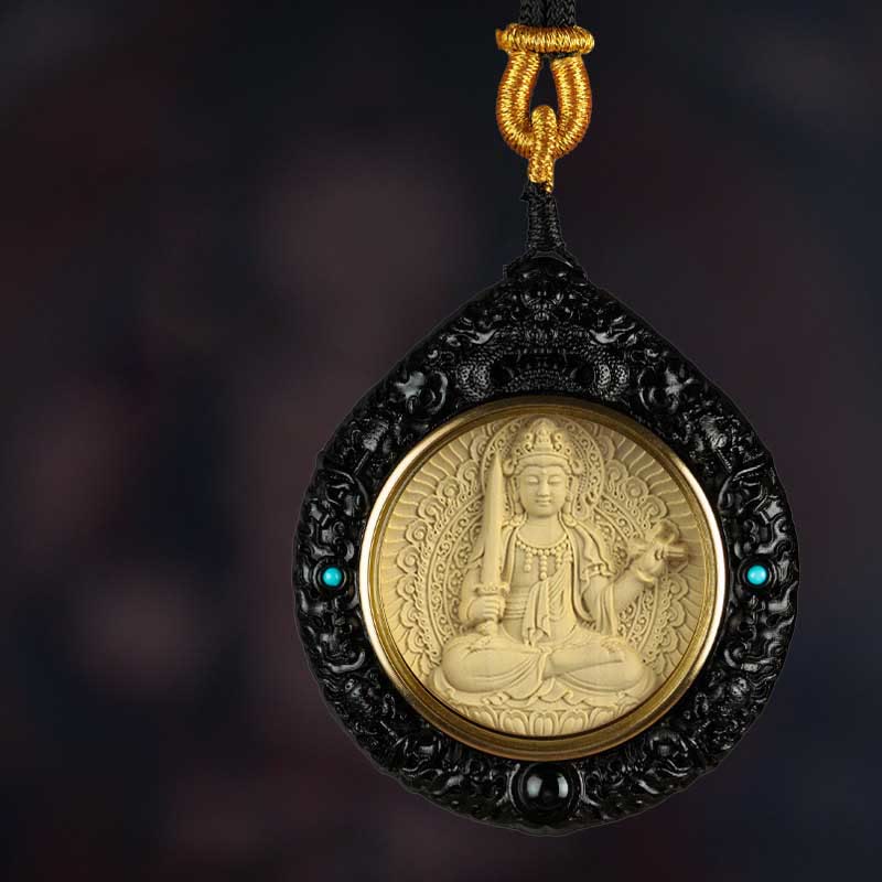 Chinese Zodiac Necklace with Avalokitesvara and Red Sandalwood Pendant - Image 3