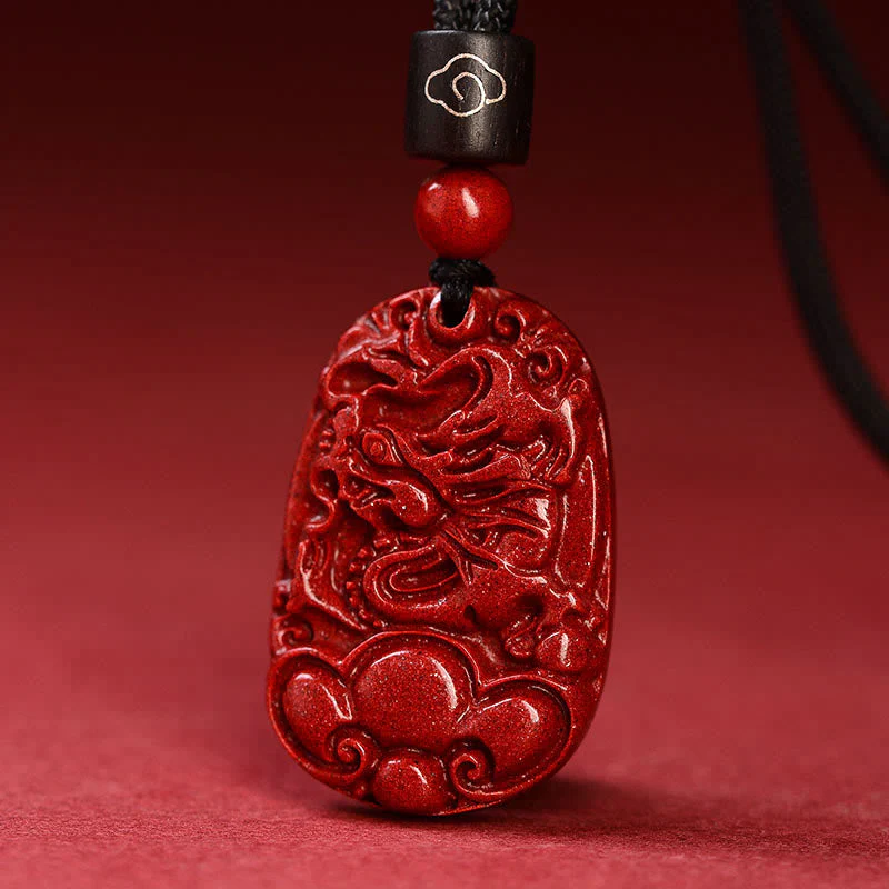 Unisex Chinese Zodiac Cinnabar Pendant Necklace on Black Rope - Image 15