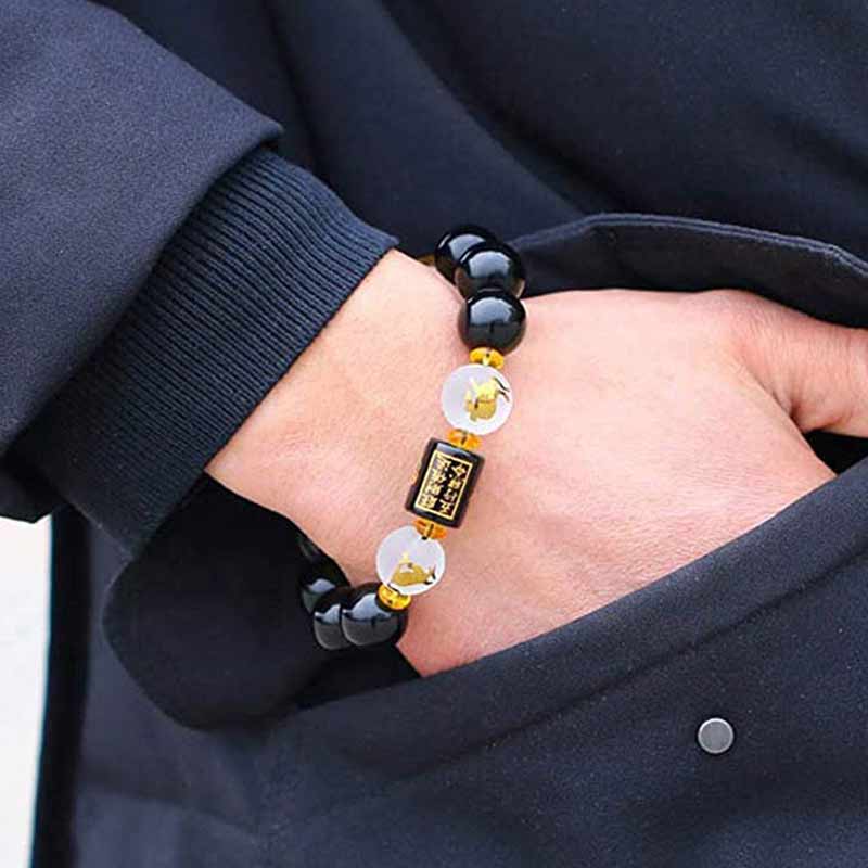 Chinese Zodiac Feng Shui Obsidian Bracelet | 10mm Five Elements Wealth - Image 6