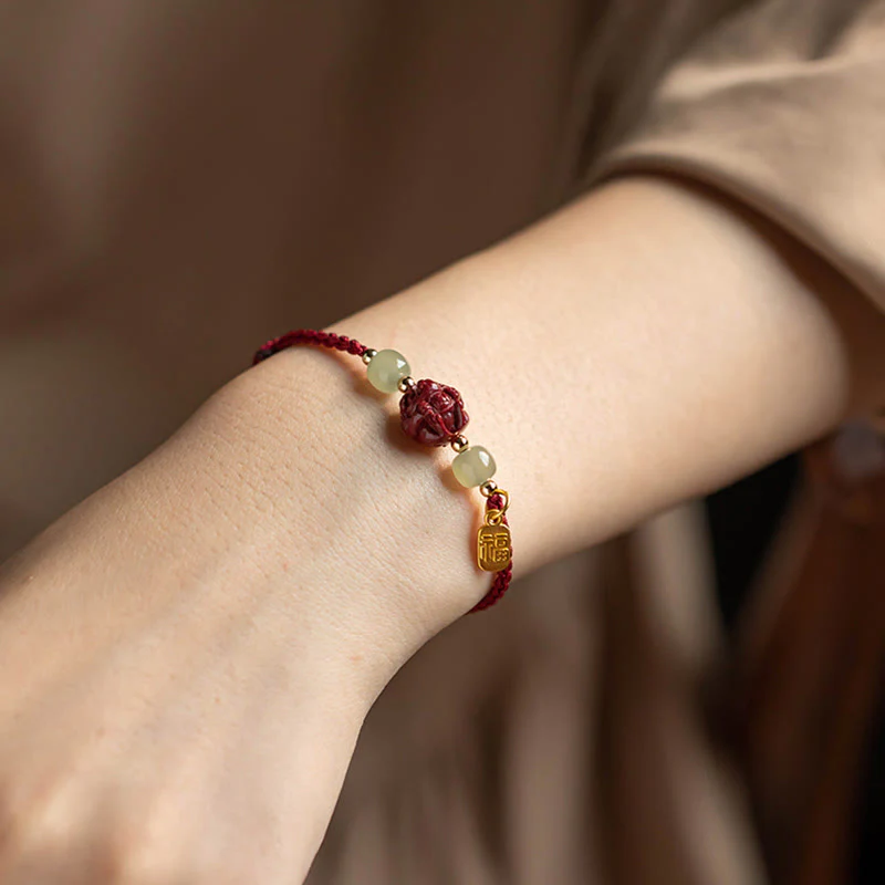 Chinese Zodiac Jade Fu Luck Rope Bracelet - Image 14