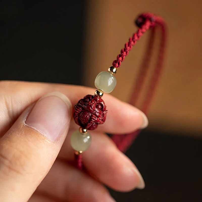 Chinese Zodiac Jade Fu Luck Rope Bracelet - Image 15