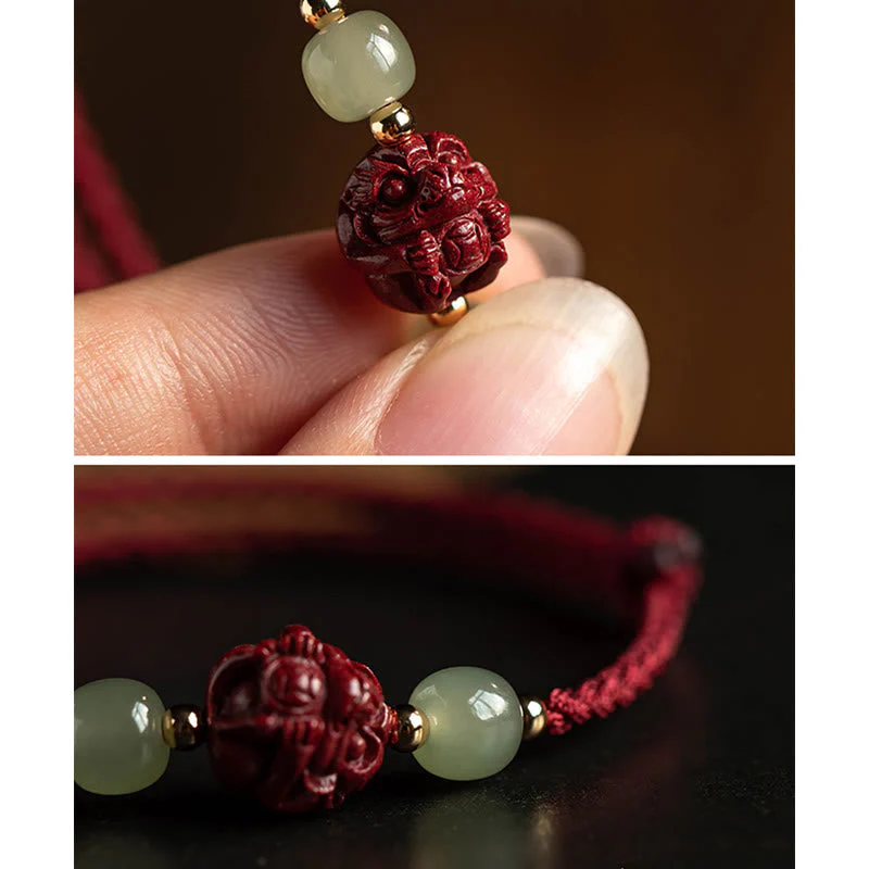 Chinese Zodiac Jade Fu Luck Rope Bracelet - Image 18