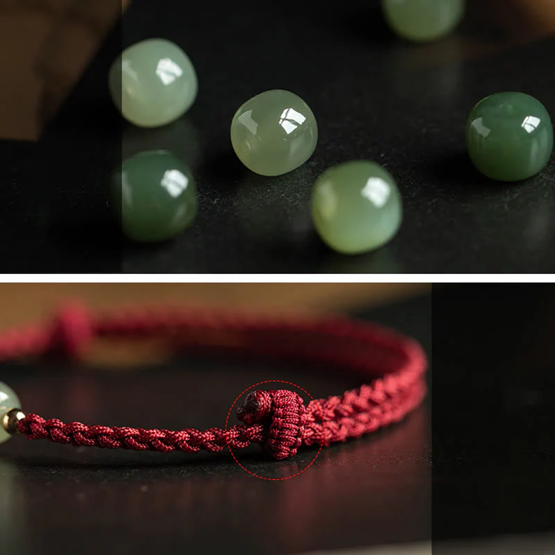 Chinese Zodiac Jade Fu Luck Rope Bracelet - Image 23