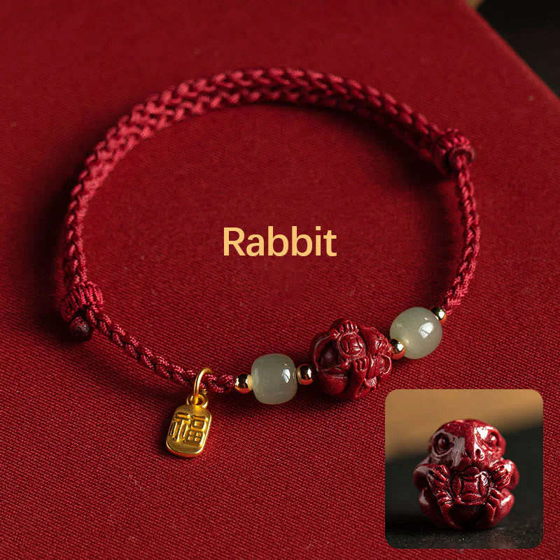 Chinese Zodiac Jade Fu Luck Rope Bracelet - Image 4