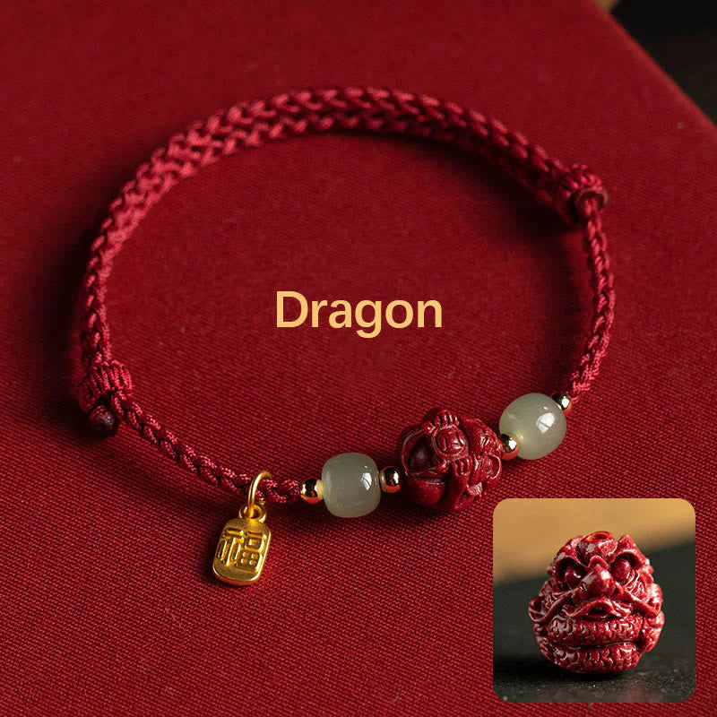 Chinese Zodiac Jade Fu Luck Rope Bracelet - Image 5
