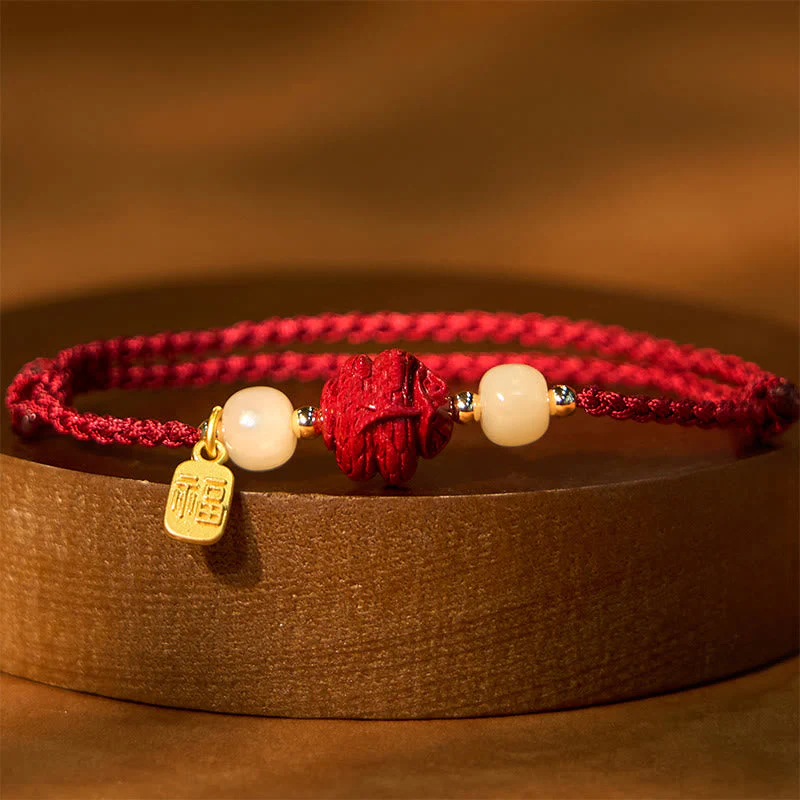 Chinese Zodiac Jade Fu Luck Rope Bracelet - Image 6