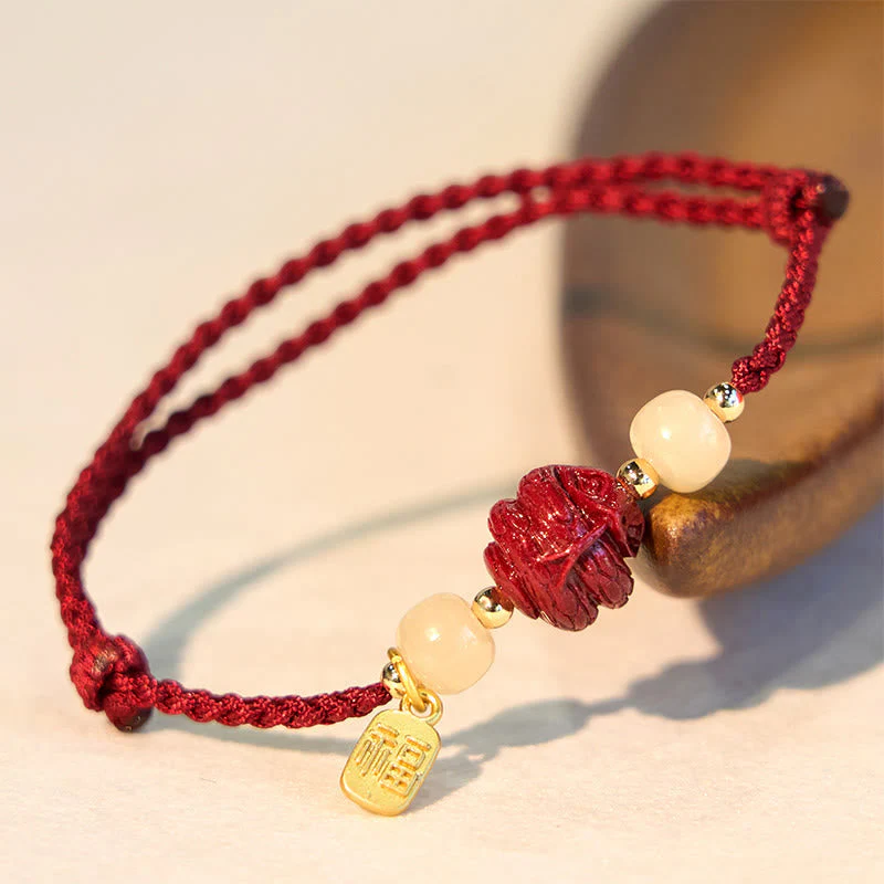 Chinese Zodiac Jade Fu Luck Rope Bracelet - Image 7