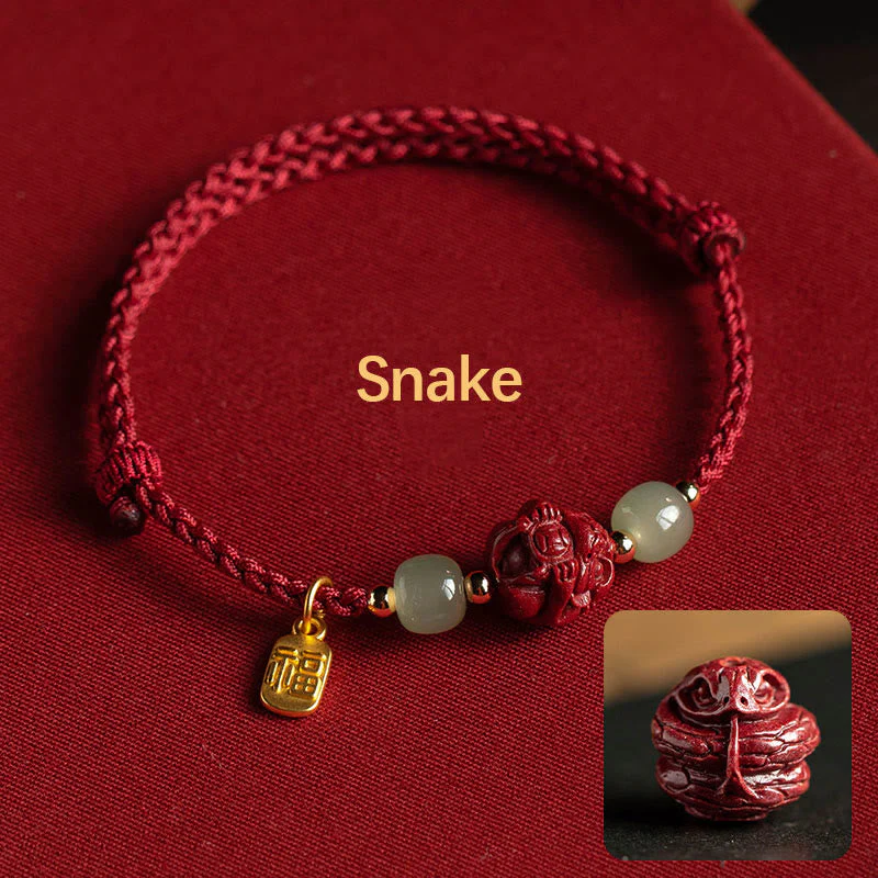 Chinese Zodiac Jade Fu Luck Rope Bracelet - Image 8