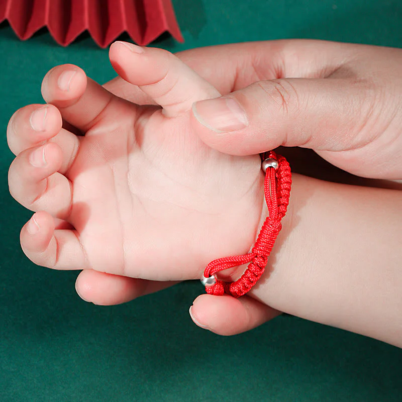 999 Sterling Silver Chinese Zodiac Kids Red Rope Luck Bracelet - Image 16