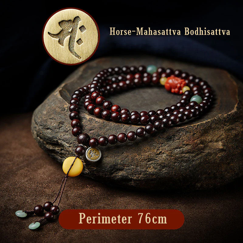 Chinese Zodiac 108 Mala Bracelet Red Agate & Sandalwood - Image 12