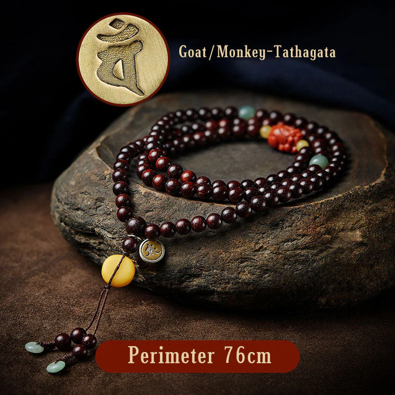 Chinese Zodiac 108 Mala Bracelet Red Agate & Sandalwood - Image 13