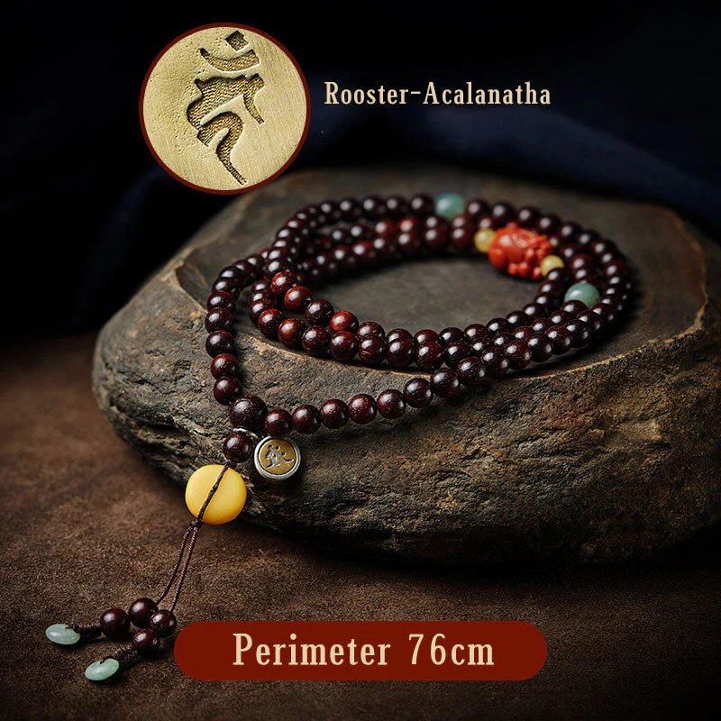 Chinese Zodiac 108 Mala Bracelet Red Agate & Sandalwood - Image 14