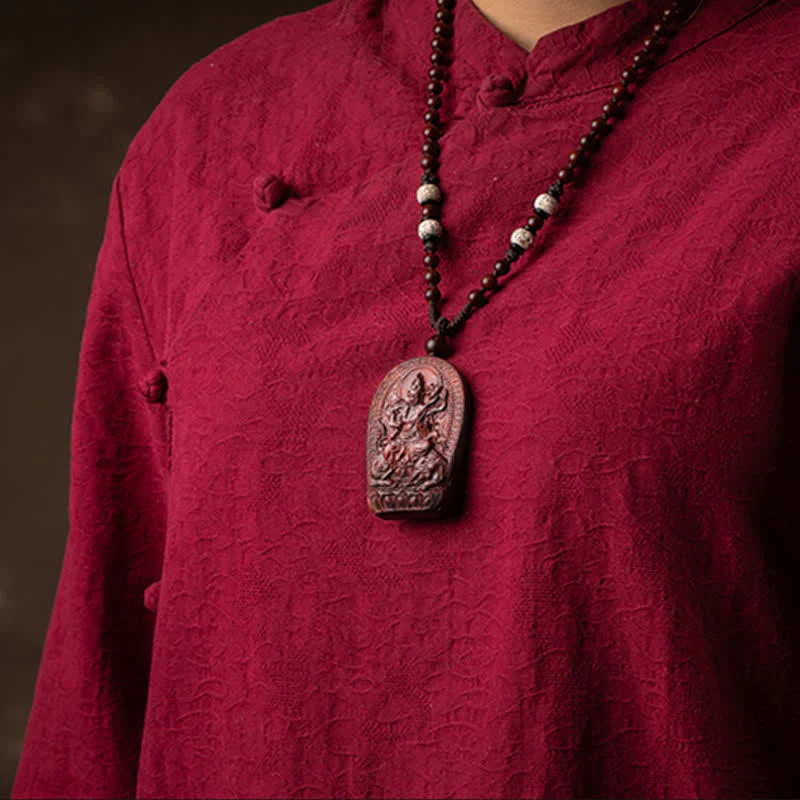 Small Leaf Red Sandalwood Chinese Zodiac Protection Necklace - Image 10