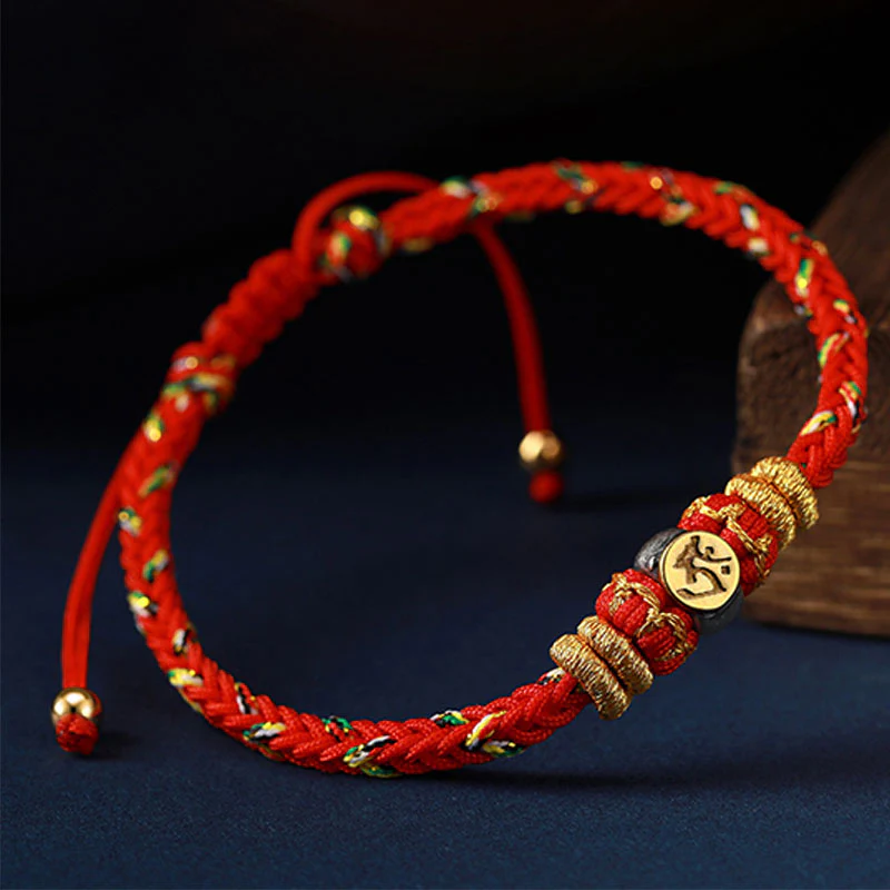 Chinese Zodiac Silver Red String Bracelet 18-28cm - Image 6