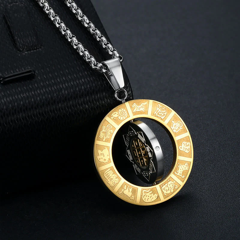 Chinese Zodiac Yin Yang Necklace | Rotatable Bagua Pendant - Image 2