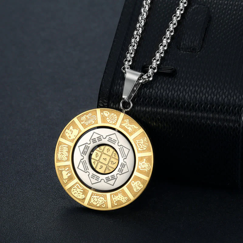 Chinese Zodiac Yin Yang Necklace | Rotatable Bagua Pendant - Image 3