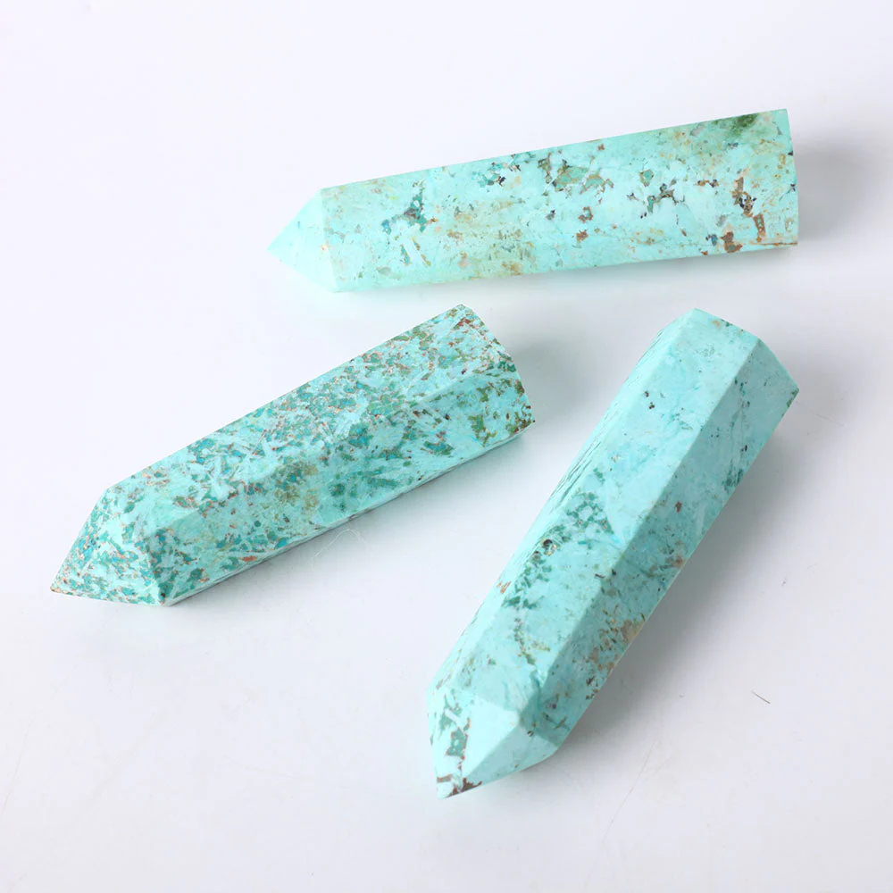 Set of 3 Chrysocolla Crystal Points 2.6-4 Inch Healing Stones - Image 2
