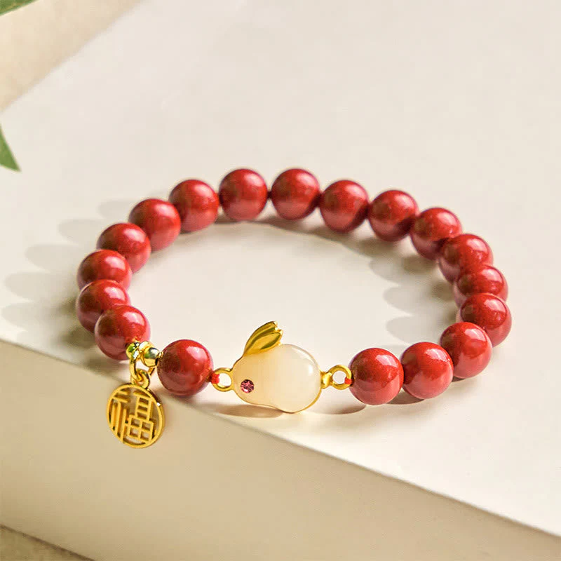 8mm Cinnabar Blessing Bracelet with Fu Character for Luck - Image 3