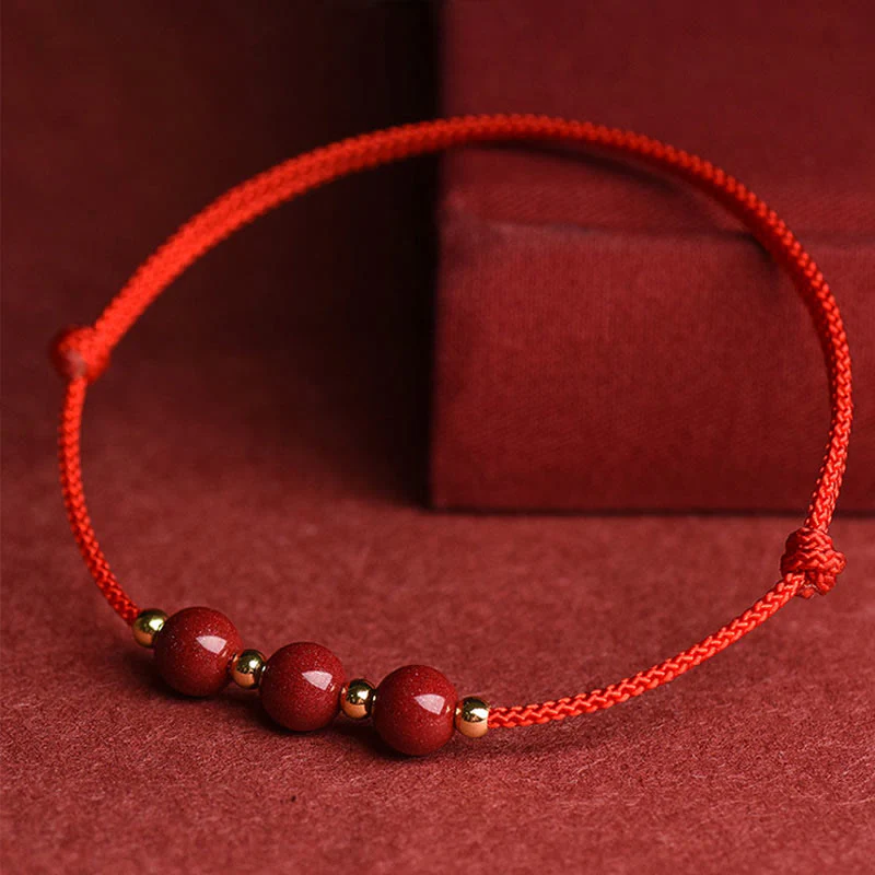 Cinnabar Bracelet and Anklet with Lucky Blessed String - Image 11