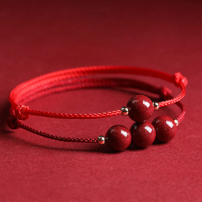 Cinnabar Bracelet and Anklet with Lucky Blessed String - Image 2