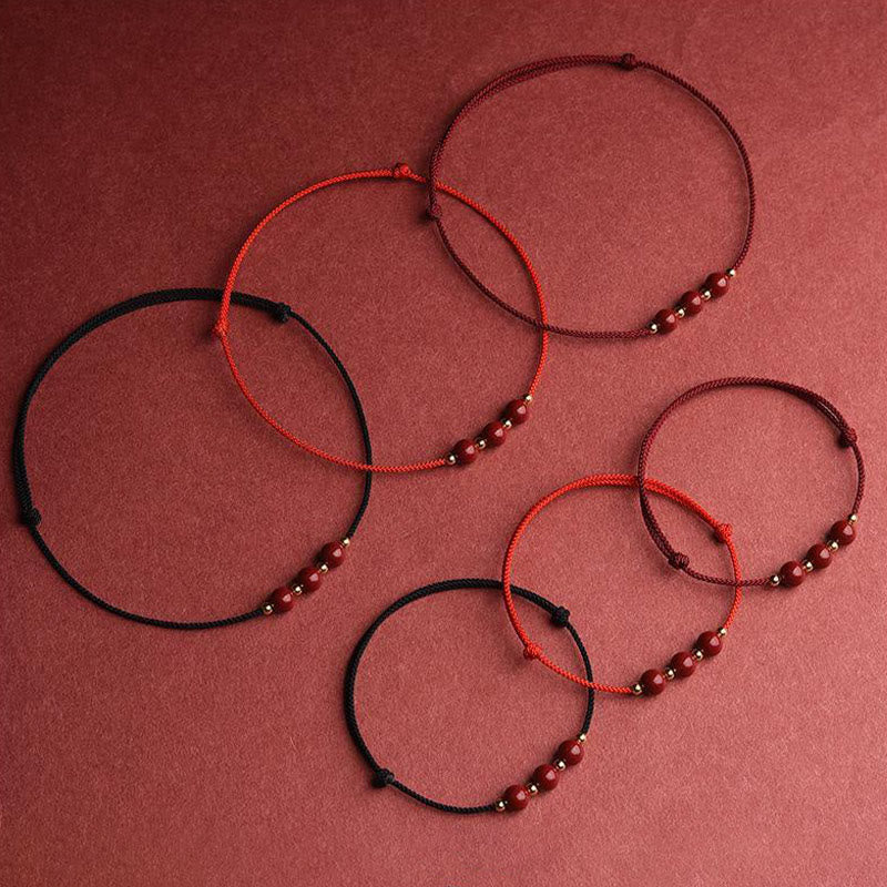 Cinnabar Bracelet and Anklet with Lucky Blessed String - Image 3