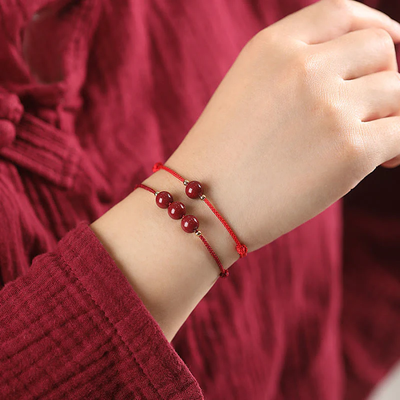 Cinnabar Bracelet and Anklet with Lucky Blessed String - Image 4