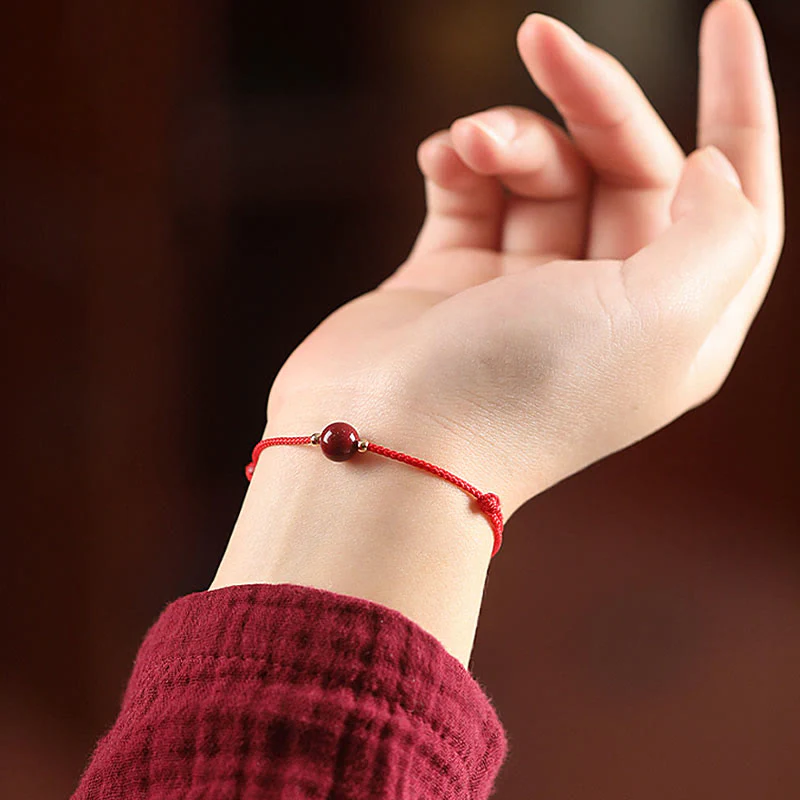 Cinnabar Bracelet and Anklet with Lucky Blessed String - Image 6