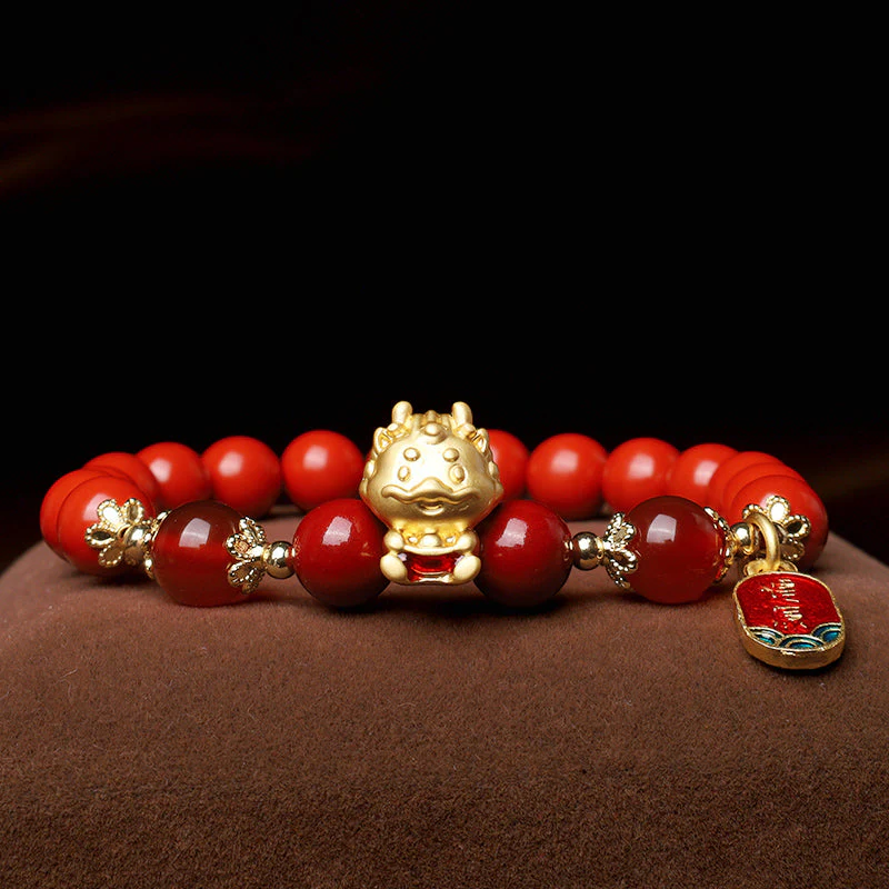 Cinnabar Dragon Bracelet for Protection and Prosperity 8mm Beads - Image 4