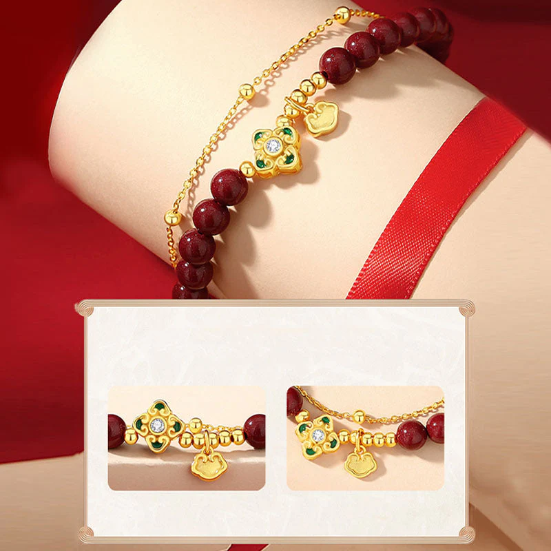 Cinnabar Four Leaf Clover Chain Bracelet in 925 Silver - Image 6
