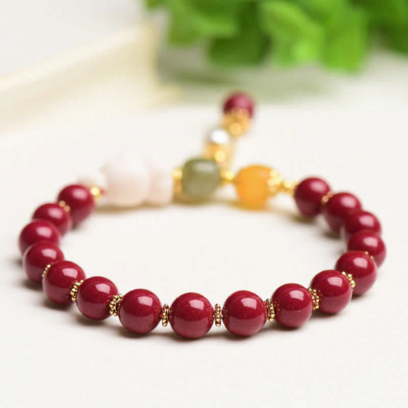 10mm Cinnabar Hetian Jade Blessing Bracelet for Rabbit Year - Image 7