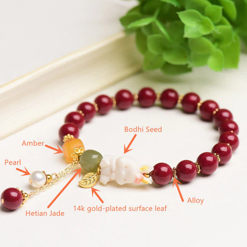 10mm Cinnabar Hetian Jade Blessing Bracelet for Rabbit Year - Image 9