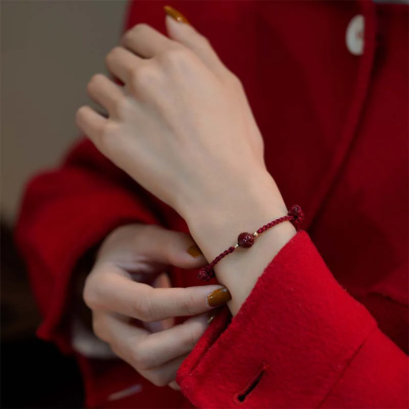 Adjustable Cinnabar Jade Red String Lotus Bracelet for Calm - Image 10