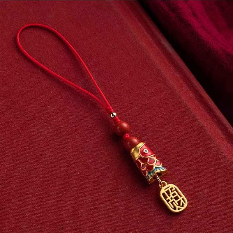 Cinnabar Koi Fish Charm Phone Hanging for Wealth & Luck - Image 10