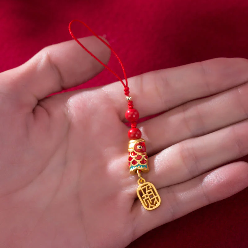 Cinnabar Koi Fish Charm Phone Hanging for Wealth & Luck - Image 14