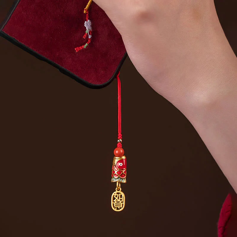 Cinnabar Koi Fish Charm Phone Hanging for Wealth & Luck - Image 19