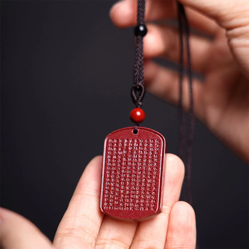 Cinnabar Heart Sutra Lotus Necklace | Spiritual Blessing Pendant - Image 4