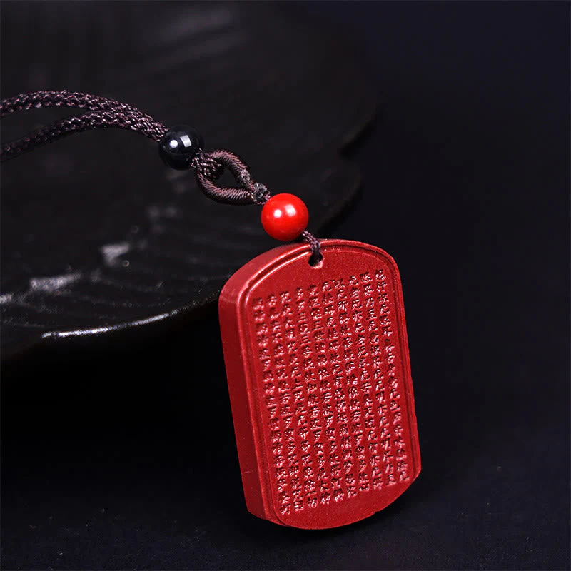 Cinnabar Heart Sutra Lotus Necklace | Spiritual Blessing Pendant - Image 5
