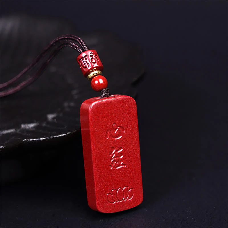 Cinnabar Heart Sutra Lotus Necklace | Spiritual Blessing Pendant - Image 6