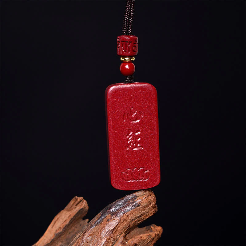Cinnabar Heart Sutra Lotus Necklace | Spiritual Blessing Pendant - Image 7
