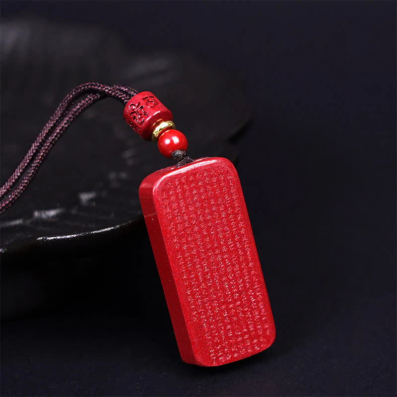 Cinnabar Heart Sutra Lotus Necklace | Spiritual Blessing Pendant - Image 8