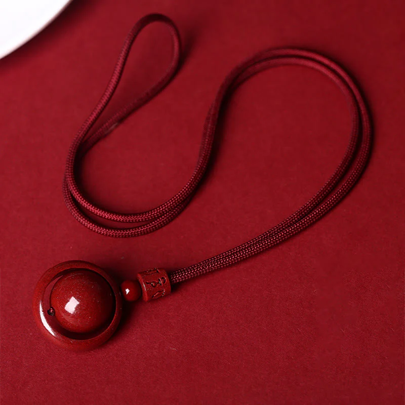 Cinnabar Om Mani Padme Hum Necklace for Blessing & Luck - Image 9
