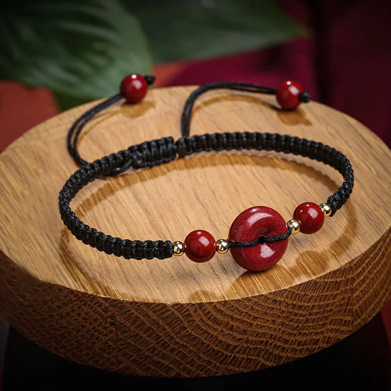 Cinnabar Peace Buckle Bracelet with Red String for Protection & Blessings - Image 10
