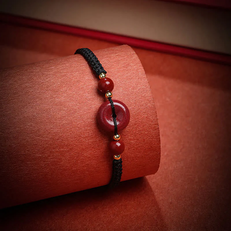 Cinnabar Peace Buckle Bracelet with Red String for Protection & Blessings - Image 11
