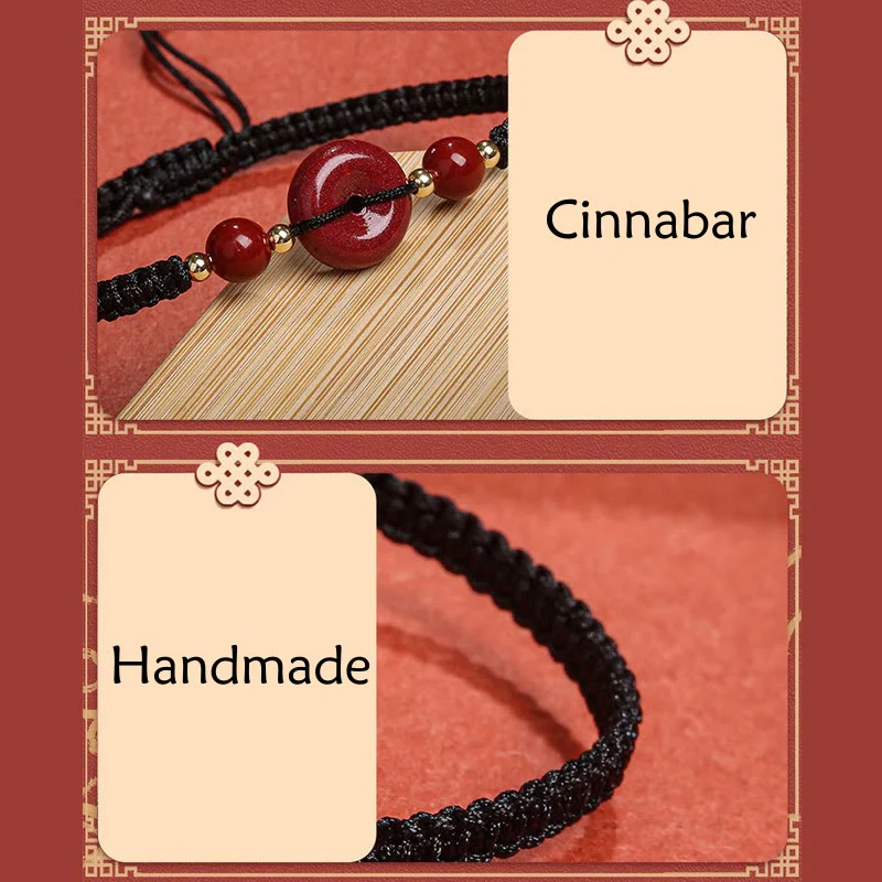 Cinnabar Peace Buckle Bracelet with Red String for Protection & Blessings - Image 12