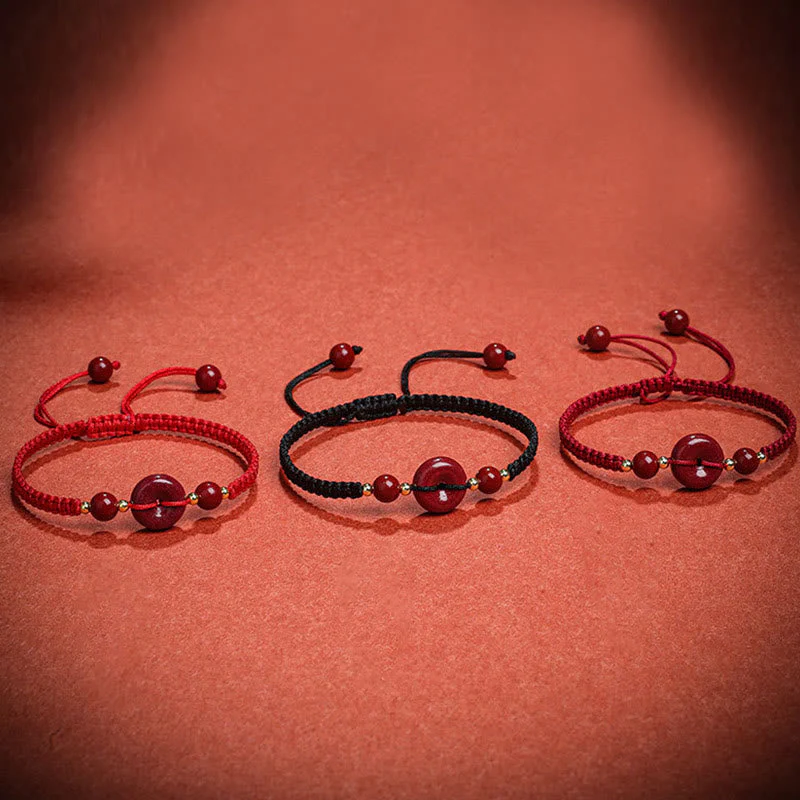 Cinnabar Peace Buckle Bracelet with Red String for Protection & Blessings - Image 14