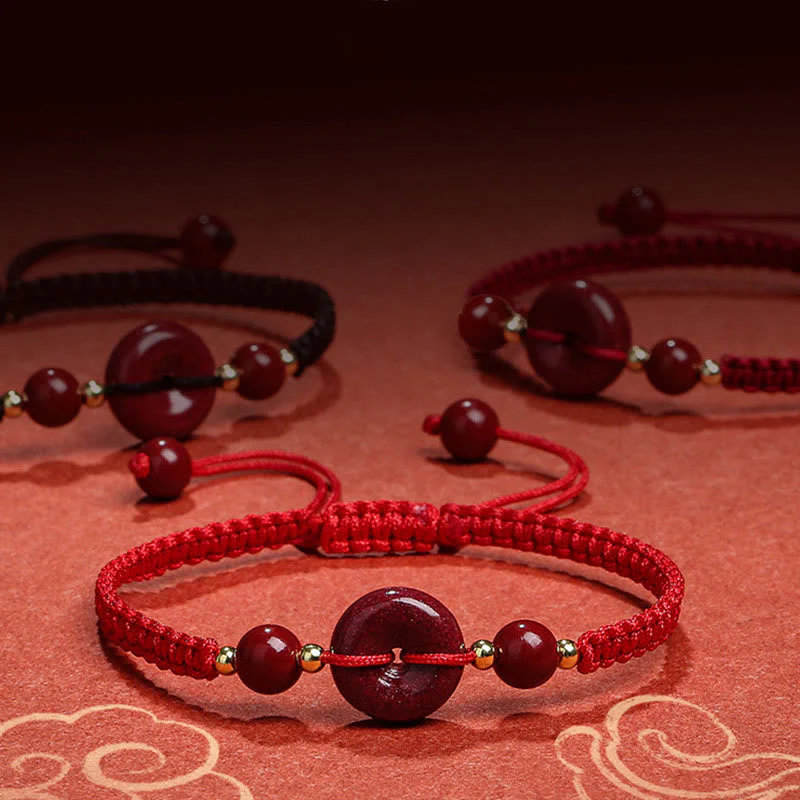 Cinnabar Peace Buckle Bracelet with Red String for Protection & Blessings - Image 15