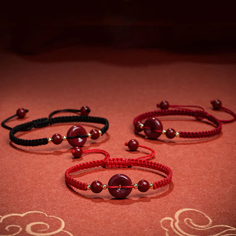 Cinnabar Peace Buckle Bracelet with Red String for Protection & Blessings - Image 2